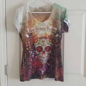 New Orleans Voodoo Embellished Skull Shirt